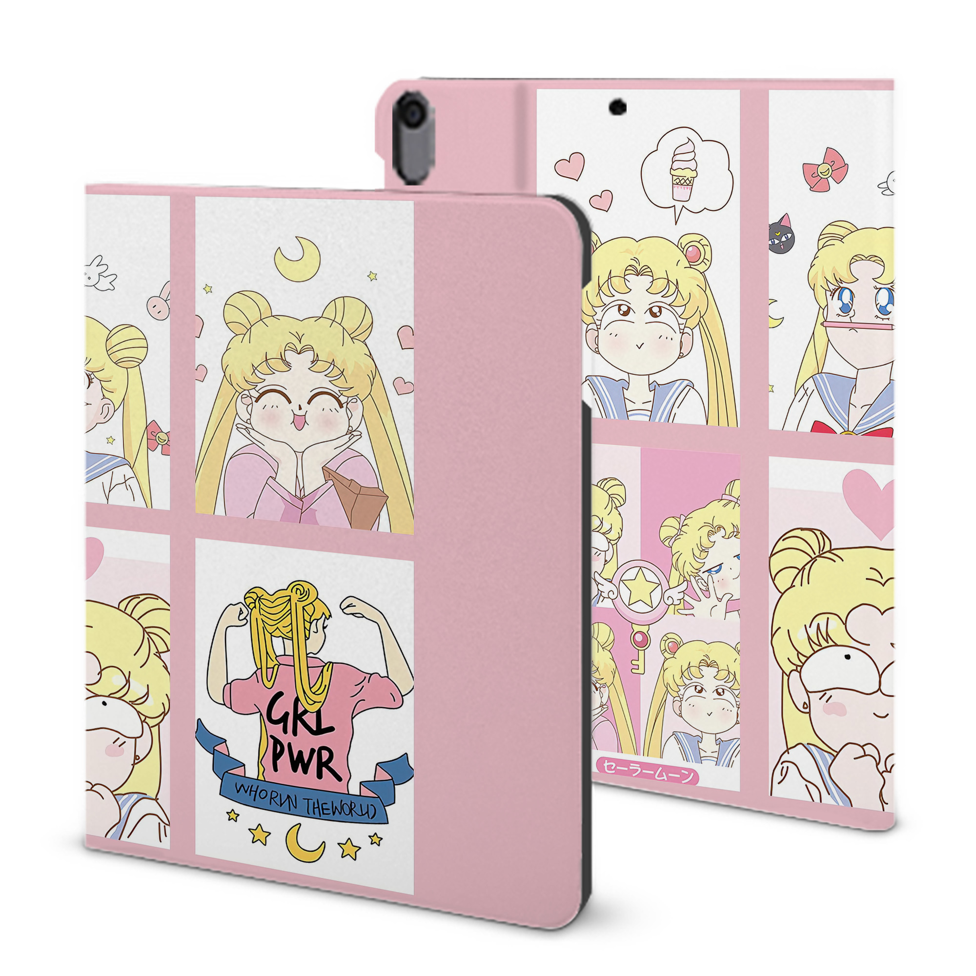 （画像用） 美少女戦士セーラームーン Sailor Moon IPad ケース ブック型 PUレザー TPU 耐衝撃 軽量 薄型 ペン収納なし 全面保護 IPad 各モデル対応